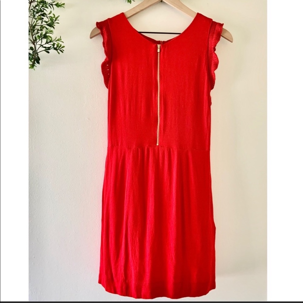 Sandro Paris Crochet Flutter Sleeve Red Dress 3